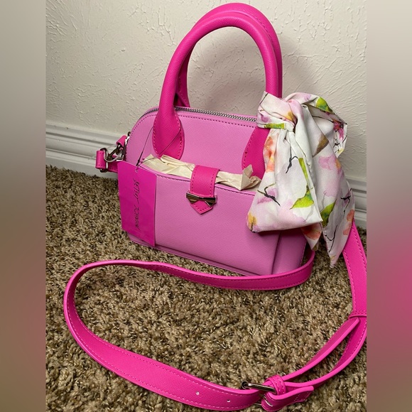 Betsey Johnson Handbags - NWT Betsey Johnson Multi Pink Dome Satchel with Bow